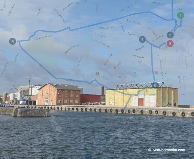 Kort over gåturen i Nexø